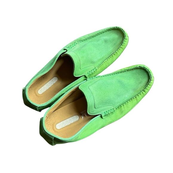 Harry's of London Neon / Lime Green Suede Moccasin Drivers Loafers Made in Italy - Picture 1 of 7